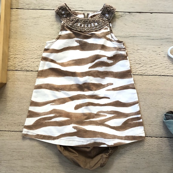 Zebra Print Dress with Crochet Collar - Picture 5 of 6